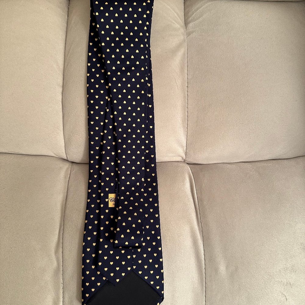 - Chopard Mens Tie Navy With Heats - Picture 4 of 7